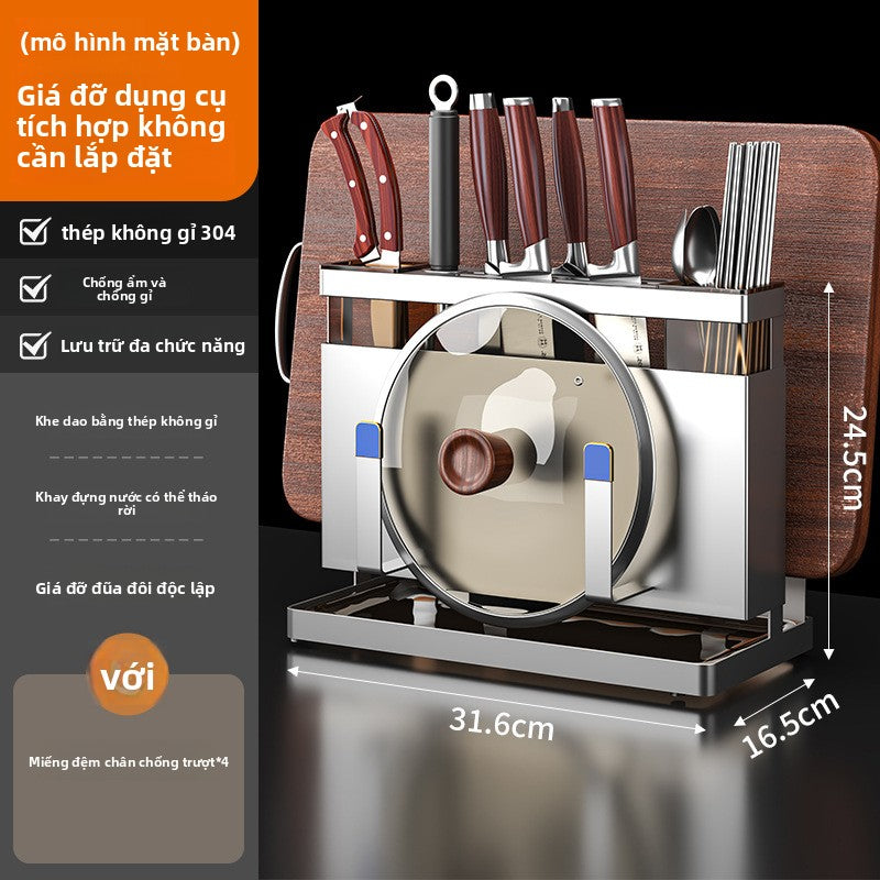 Giá đỡ nhà bếp  inox 304 giá đỡ dao thép không gỉ giá đỡ bếp giá treo tường đa chức năng dao cắt đũ