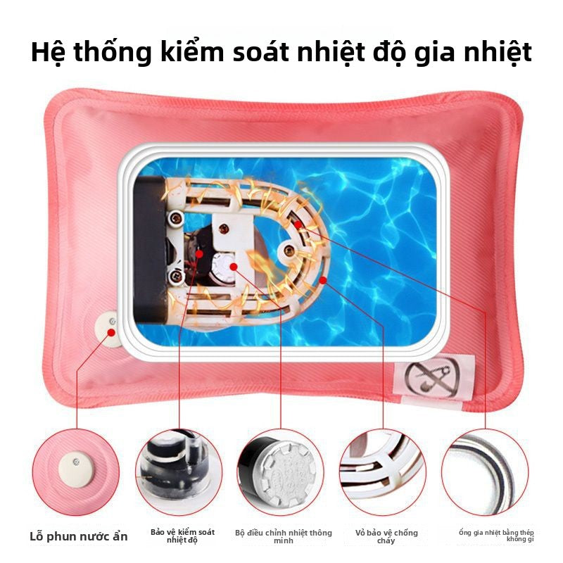 Gối sưởi ấm dài làm ấm giường, làm ấm khớp, làm ấm cơ thể, túi nước nóng sạc, làm ấm