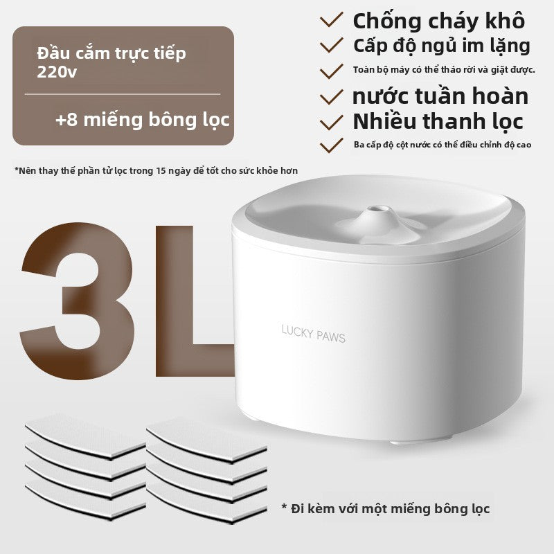 Máy uống nước thú cưng công suất lớn 3L mới tự động lọc tuần hoàn chống đen cằm mèo bát thú cưng máy