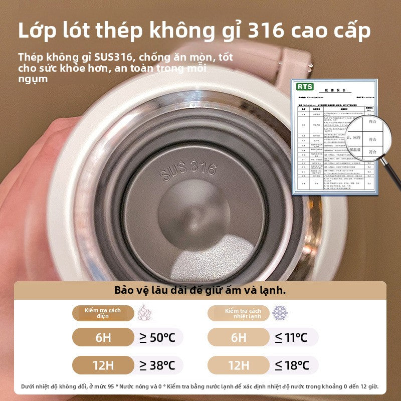 cốc giữ nhiệt mới cốc nước giá trị cao 316 thép không gỉ nam học sinh trung học cơ sở chuyên