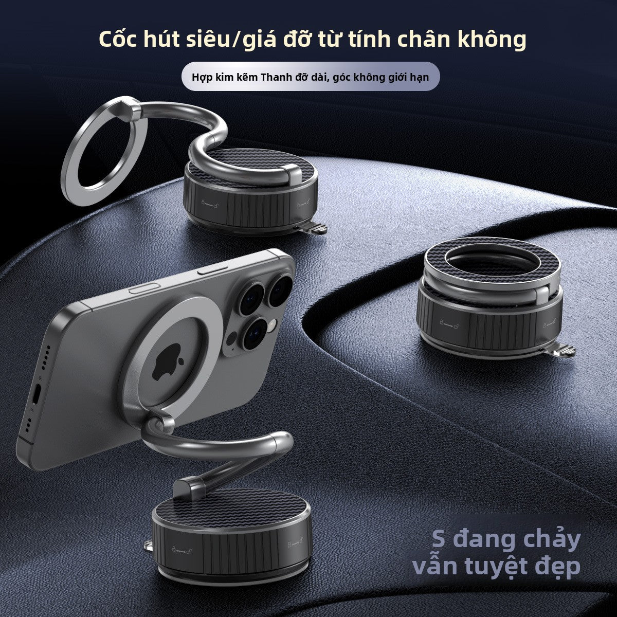 giá đỡ Kim loại hút từ điện thoại di động giá đỡ siêu dài cánh tay mở rộng 360 độ xoay đa chức năng đa góc