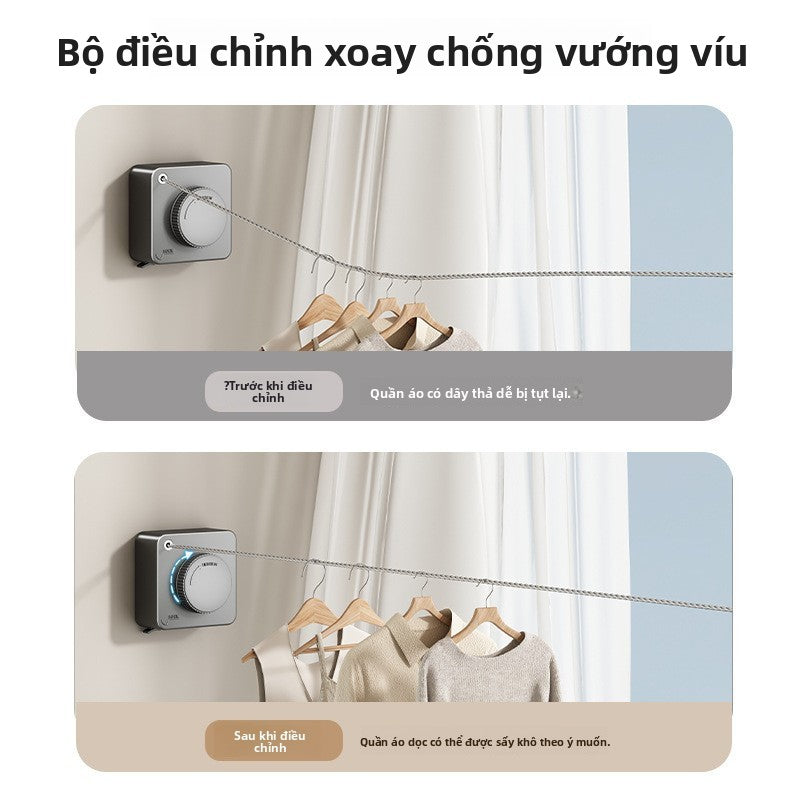 Dây phơi quần áo trong nhà miễn phí đục lỗ có thể thu vào dây phơi quần áo vô hình treo tường ban cô