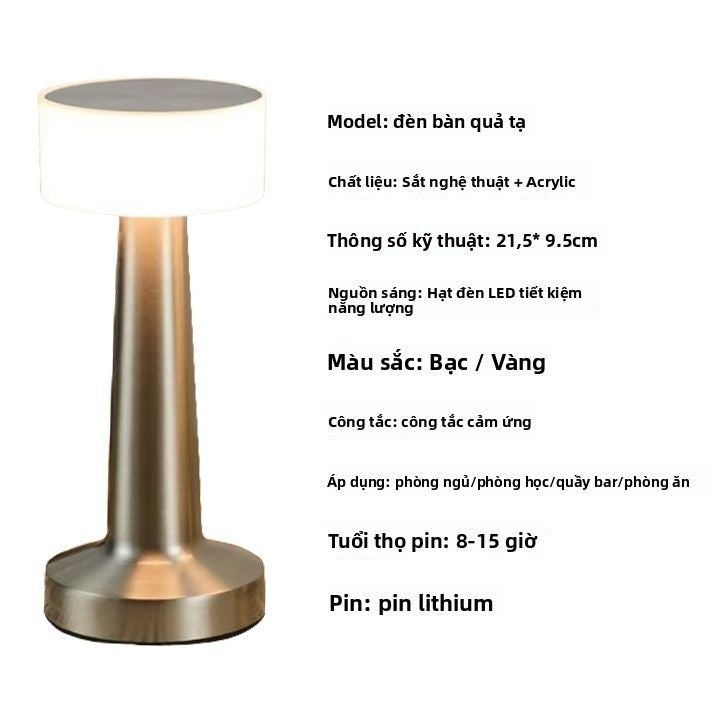 Đèn bàn thanh Đèn bàn kim loại có thể sạc lại ins gió chạm vào bàn trà đầu giường đèn không khí đèn