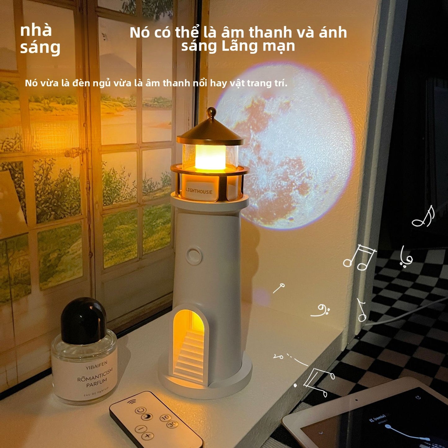 Đèn  ánh trăng ngọn hải đăng âm thanh Bluetooth đèn bàn mùa tốt nghiệp tặng quà sinh nhật nam