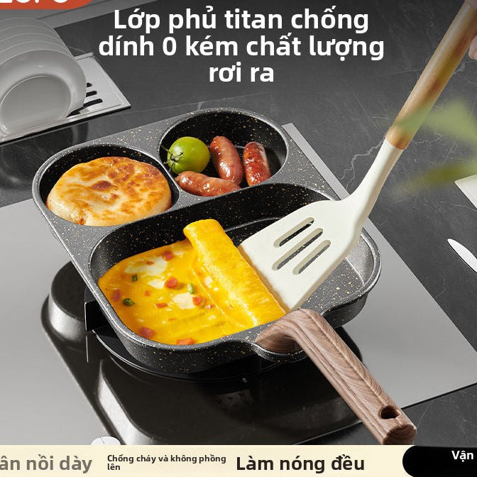 Nồi ăn sáng 3 trong 1 có nồi chiên gia đình titan bánh tráng bít tết trứng hamburger nồi nhỏ không d