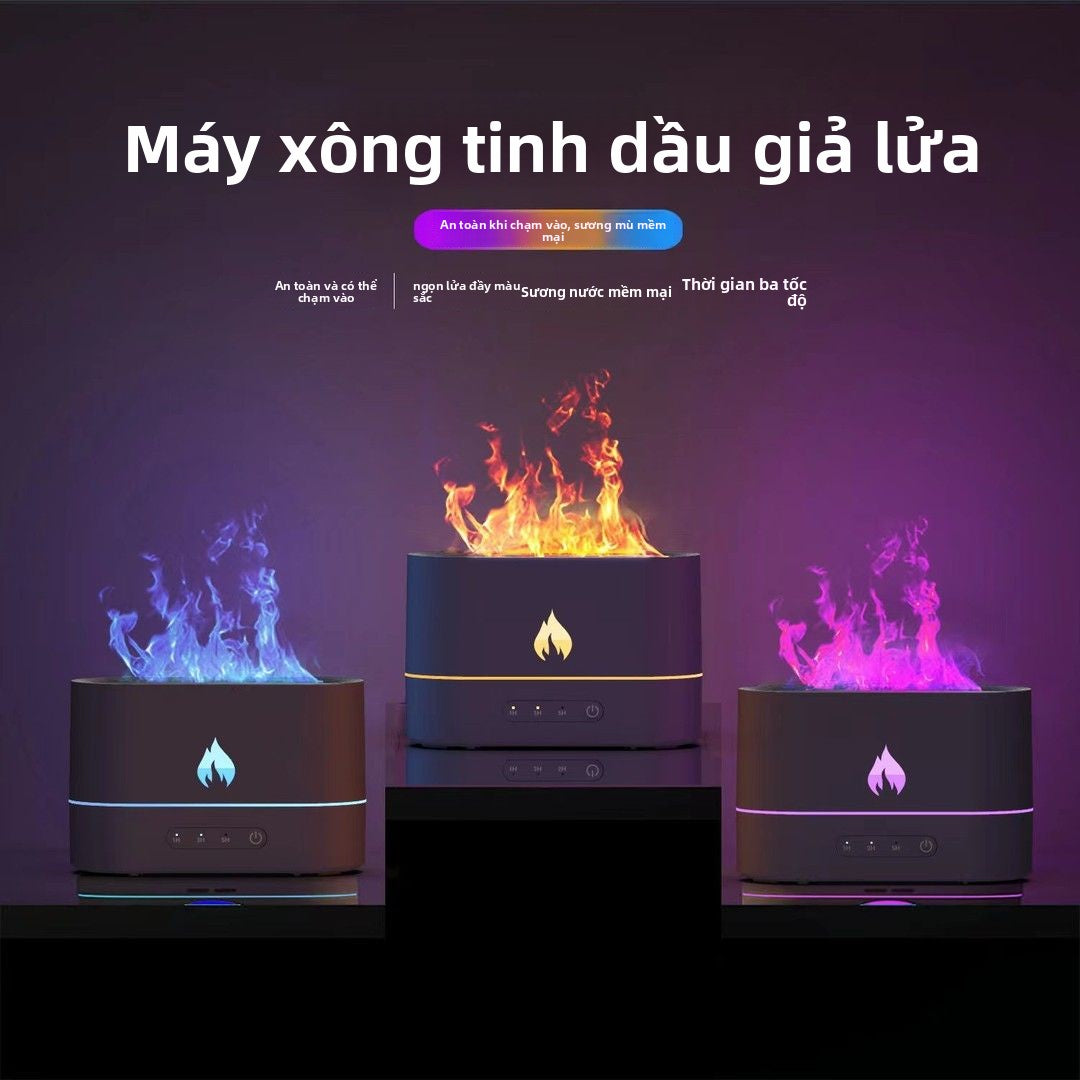 Máy phát tinh dầu mô phỏng ngọn lửa USB máy tạo độ ẩm văn phòng nhỏ ký túc xá im lặng lượng sương mù lớn đ