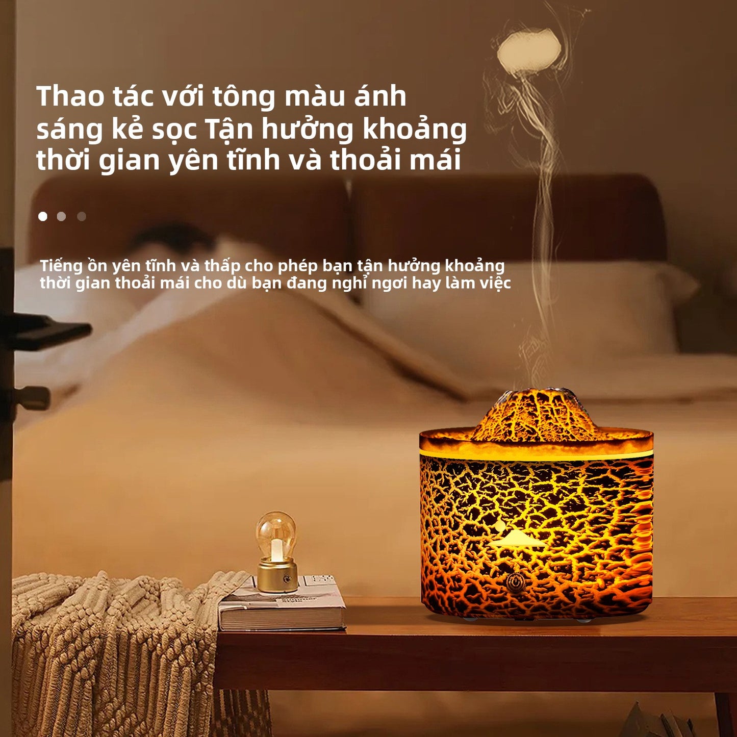 Máy tạo hương thơm núi lửa Máy tạo độ ẩm ngọn lửa Máy mở rộng hương thơm không kh