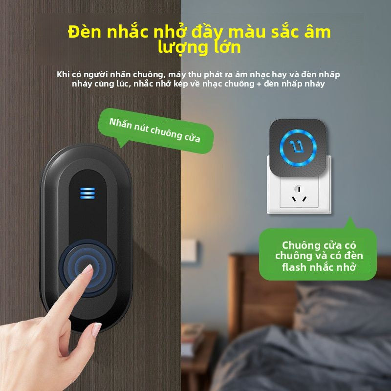Chuông cửa nhà không dây siêu xa một kéo hai cửa vào chuông người già máy nhắn tin cửa chống trộm ch