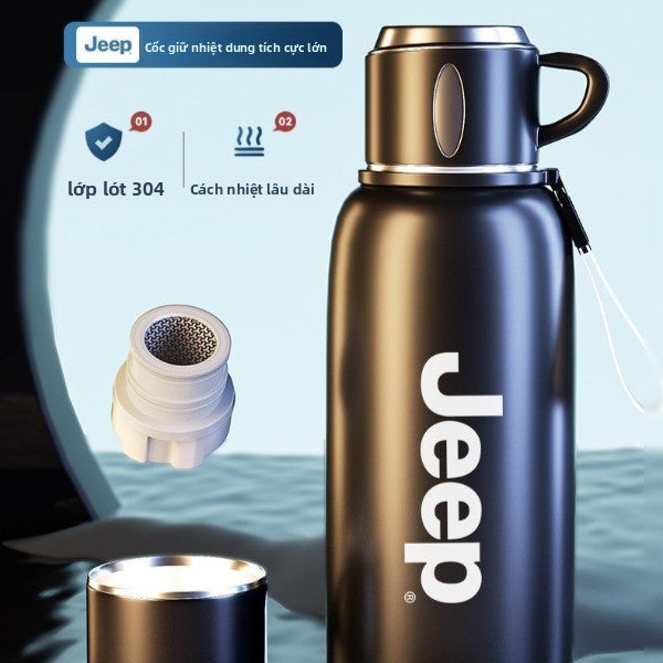 Bình giữ nhiệt ngoài trời JEEP Bình giữ nhiệt bằng thép không gỉ di động công suất lớn Bình giữ nhiệ