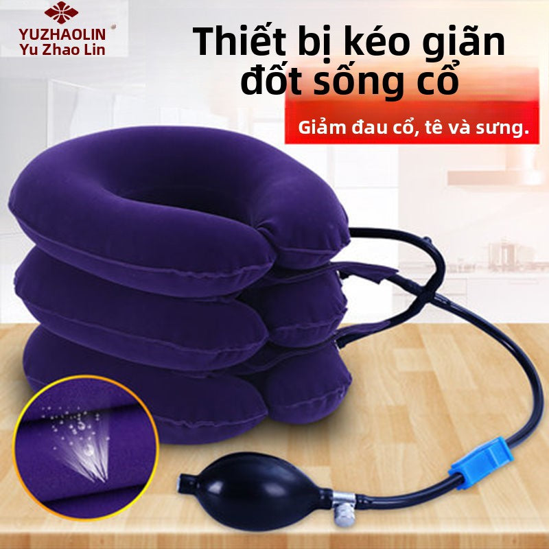 Gối bơm hơi kéo giãn đốt sống cổ, gối giảm mỏi đau vai cổ