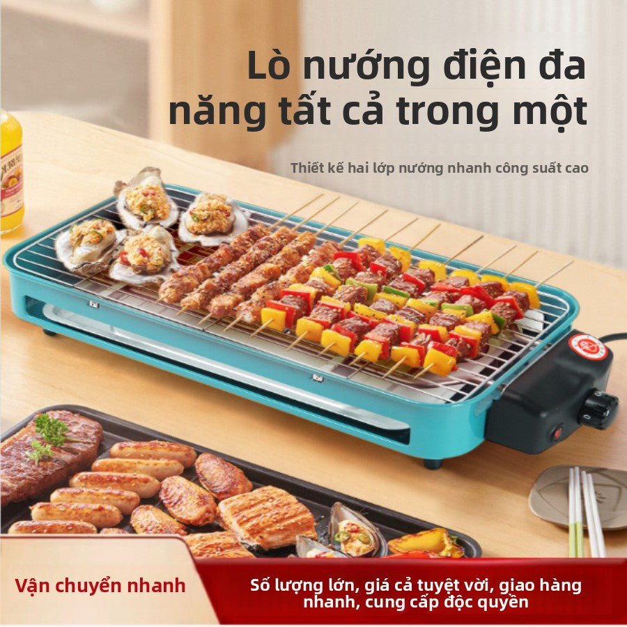 Lò nướng điện gia đình lò nướng ngoài trời không khói thuốc, đĩa nướng điện mới đa chức năng thịt nư