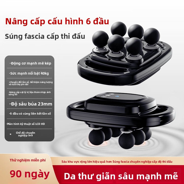 sáu đầu súng massage cơ bắp chuyên nghiệp thư giãn toàn thân búa massage tạo tác gõ búa