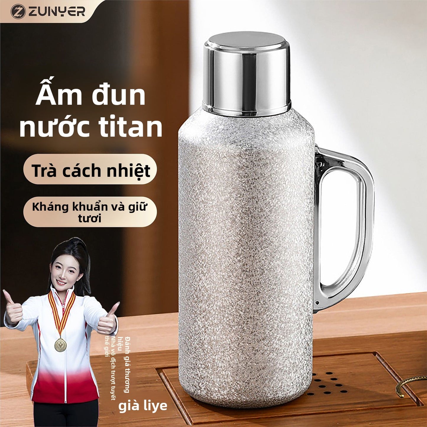 Bình giữ nhiệt titan công suất lớn Bình giữ nhiệt gia đình ấm trà di động 2025 bình đun nước nóng ti