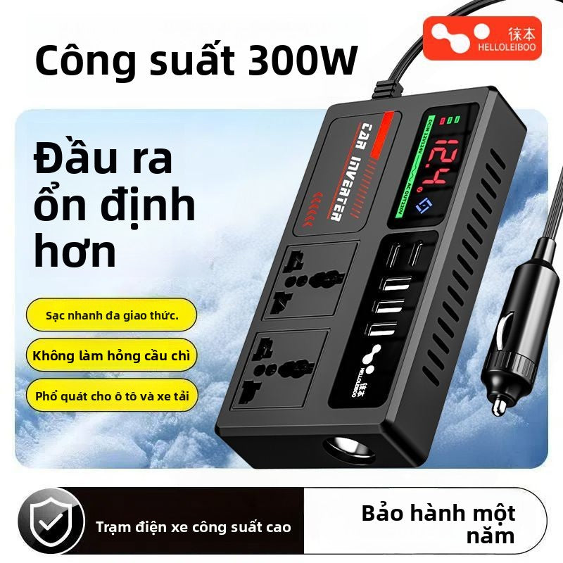 Biến tần xe hơi 12V-24V đến 220V bộ chuyển đổi điện đa chức năng bộ sạc ổ cắm cho xe tải