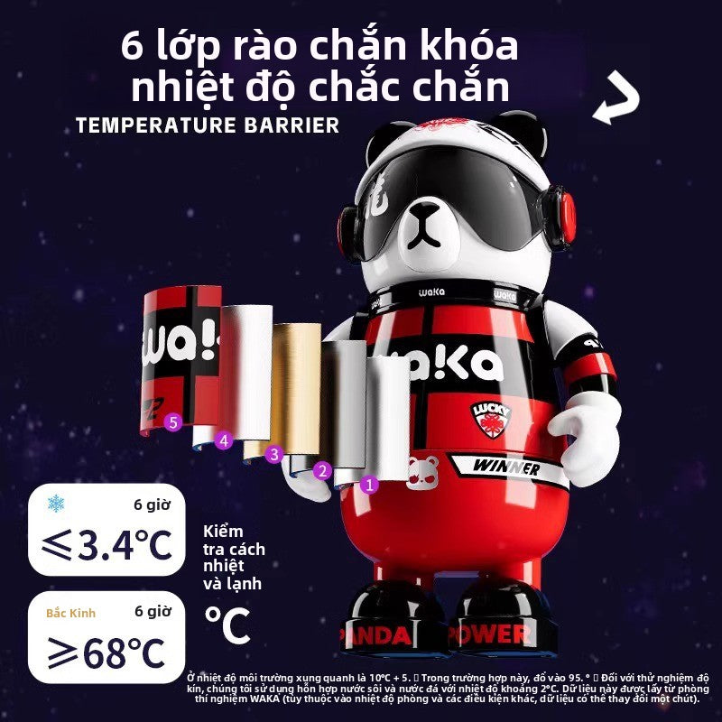 bình giữ nhiệt  Waka Panda 316 thép không gỉ nam nữ bình nước giá trị cao trẻ em ống hút cốc thủy tri