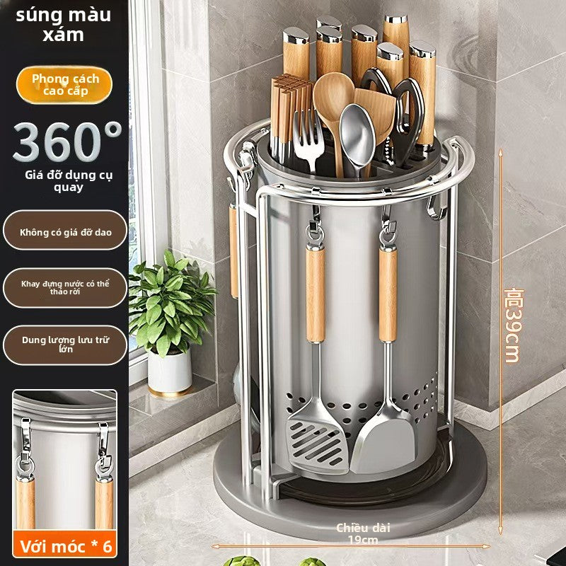 Giá đựng thìa đũa xoay giá đỡ dao giá đỡ nồi xẻng thìa đũa ống dao làm bếp giá đỡ một mảnh hộp lưu trữ đồ tạo