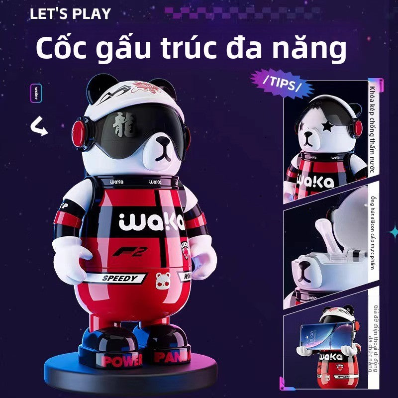 bình giữ nhiệt  Waka Panda 316 thép không gỉ nam nữ bình nước giá trị cao trẻ em ống hút cốc thủy tri
