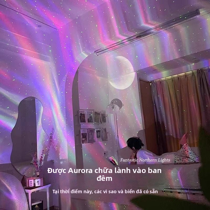 Đèn trang trí Lưới đỏ cực quang Bluetooth sao chiếu đèn phòng ngủ phòng ngủ lãng mạn đầy sao ánh sáng sinh nhật qu
