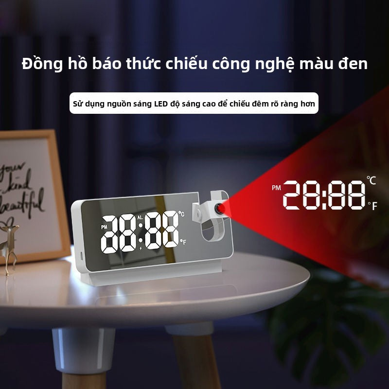 Đồng hồ chiếu kỹ thuật số dạ quang thông minh mới màn hình lớn im lặng chiếu sáng tạo đồng hồ báo th