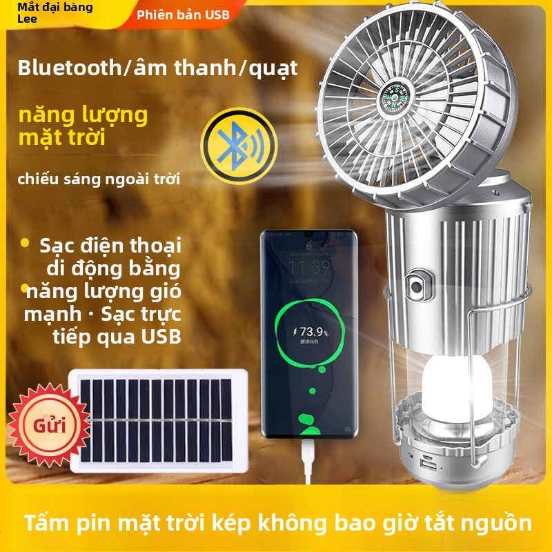 quạt USB năng lượng mặt trời  đèn ngựa ngoài trời đèn pin sạc trực tiếp cắm trại đèn lều đèn sạc khẩn