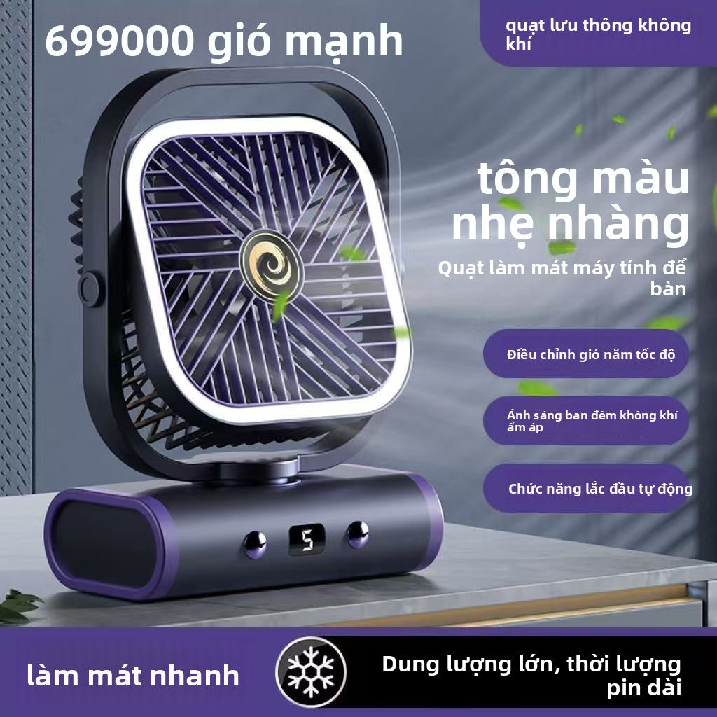 Quạt có thể quay Lắc đầu ánh sáng không khí lưu thông quạt văn phòng bàn quạt điện phòng ngủ âm thanh im lặng quạt bà