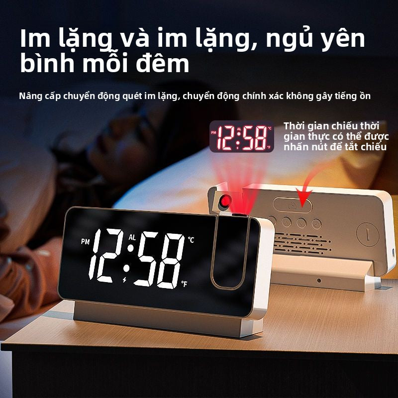 Đồng hồ chiếu kỹ thuật số dạ quang thông minh mới màn hình lớn im lặng chiếu sáng tạo đồng hồ báo th