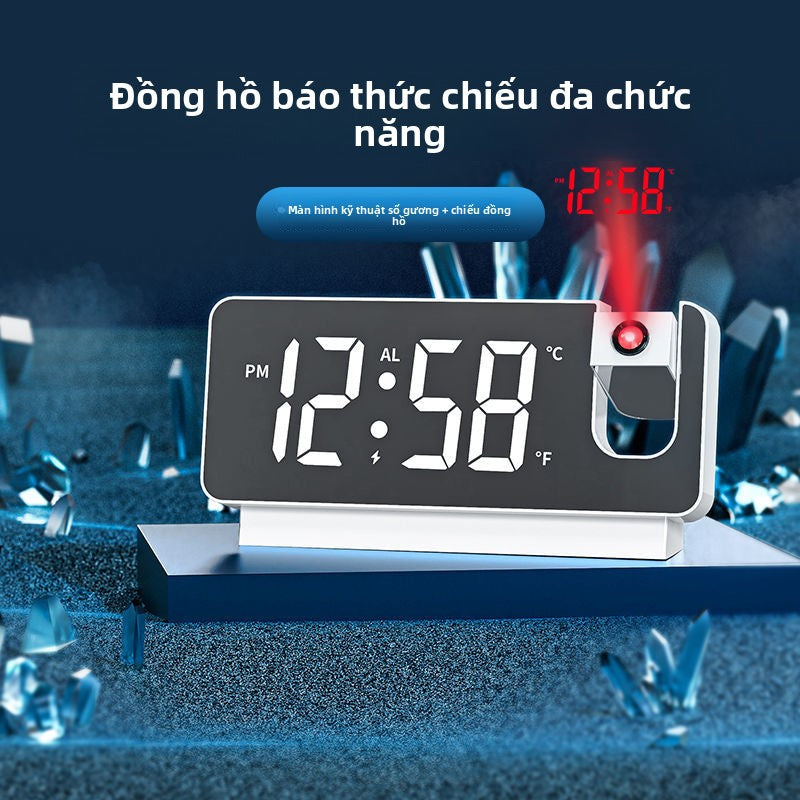 Đồng hồ chiếu kỹ thuật số dạ quang thông minh mới màn hình lớn im lặng chiếu sáng tạo đồng hồ báo th