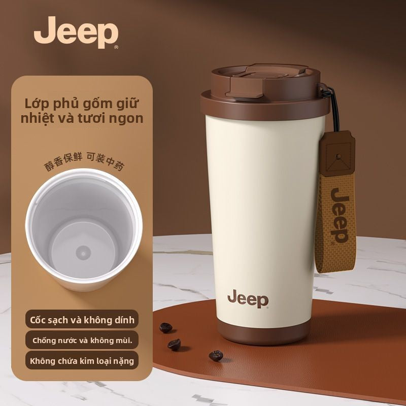 Cốc giữ nhiệt JEEP cốc cà phê mật bên trong bằng gốm nhân viên văn phòng nữ giá trị màu sắc cao đi k